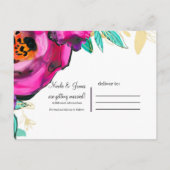 ピンクはっきりしたのモダンフローラ水彩保存日 案内ポストカード (裏面)