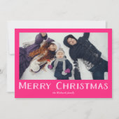 ピンクはっきりしたの伝統的メリー・クリスマス写真 シーズンカード (正面)