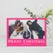 ピンクはっきりしたの伝統的メリー・クリスマス写真 シーズンカード (スタンド正面)