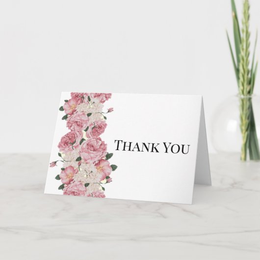 ピンクはっきりしたの優雅なサンキューパステル サンキューカード (正面)