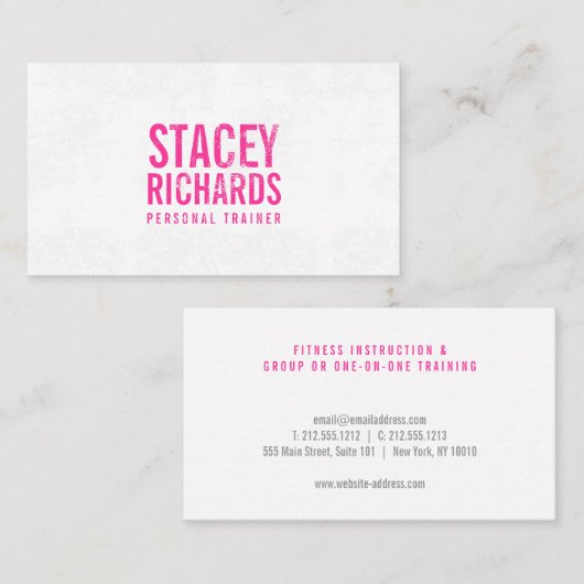 ピンクはっきりしたの印グランジ押された文字名刺 名刺 (正面/裏面)