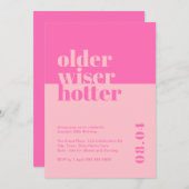 ピンクはっきりしたの古い、ワイザー、ホッター30歳の誕生日 招待状 (正面/裏面)