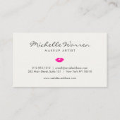 ピンクはっきりしたの唇の水の色メイクアップアーティスト 名刺 (裏面)