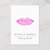 ピンクはっきりしたの唇の水の色メイクアップアーティスト 名刺 (裏面)