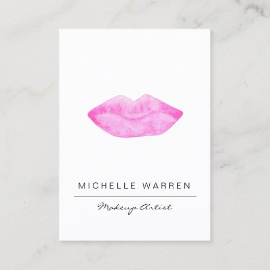 ピンクはっきりしたの唇の水の色メイクアップアーティスト 名刺 (裏面)