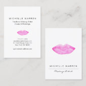 ピンクはっきりしたの唇の水の色メイクアップアーティスト 名刺 (正面/裏面)