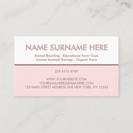 ピンクはっきりしたの家畜獣医 名刺 (裏面)