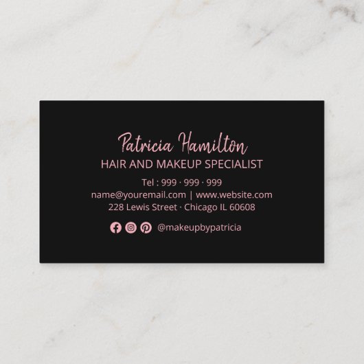 ピンクはっきりしたの手書きアポイントメントカード 名刺 (裏面)