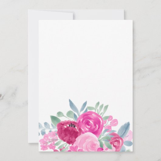 ピンクはっきりしたの梅フローラ水の色の母の日 招待状 (裏面)