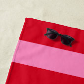 ピンクはっきりしたの横ストライプカスタムの名前 ビーチタオル (インサイチュ)