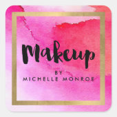 ピンクはっきりしたの水彩作品 スクエアシール (正面)