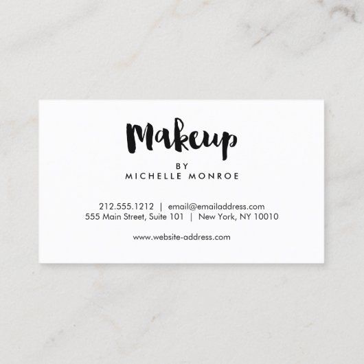 ピンクはっきりしたの水彩化粧アーティストアポイントメント 予約カード (裏面)