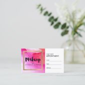 ピンクはっきりしたの水彩化粧アーティストアポイントメント 予約カード (スタンド正面)