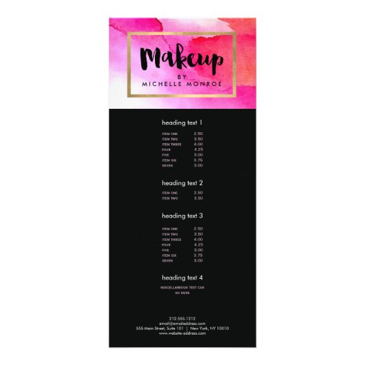 ピンクはっきりしたの水彩化粧アーティストラックカード ラックカード (正面)