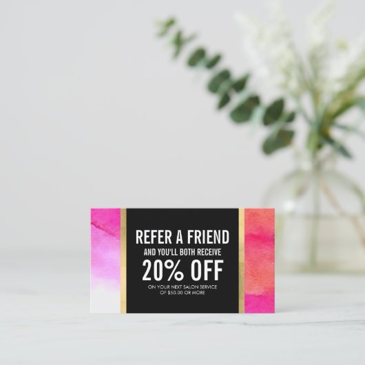 ピンクはっきりしたの水彩化粧アーティスト紹介カード 紹介カード (スタンド正面)