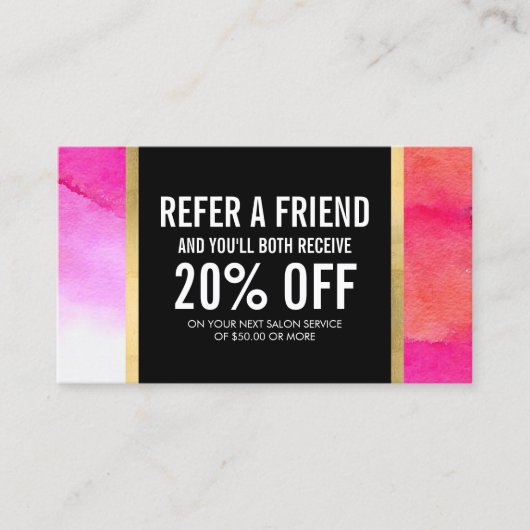 ピンクはっきりしたの水彩化粧アーティスト紹介カード 紹介カード (正面)