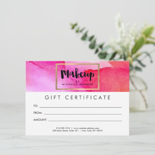 ピンクはっきりしたの水彩化粧品証 (スタンド正面)