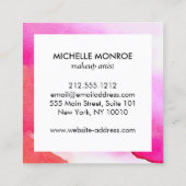 ピンクはっきりしたの水彩化粧文字 スクエア名刺 (裏面)