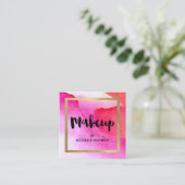 ピンクはっきりしたの水彩化粧文字 スクエア名刺 (スタンド正面)