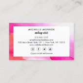 ピンクはっきりしたの水彩画美しい、メイクアップアーティスト 名刺 (裏面)