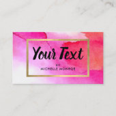 ピンクはっきりしたの水彩画美しい、メイクアップアーティスト 名刺 (正面)
