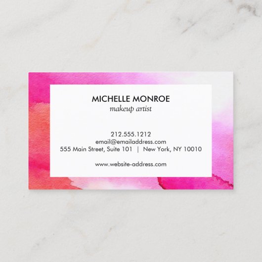 ピンクはっきりしたの水彩絵画作家名刺 名刺 (裏面)
