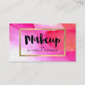 ピンクはっきりしたの水彩絵画作家名刺 名刺 (正面)