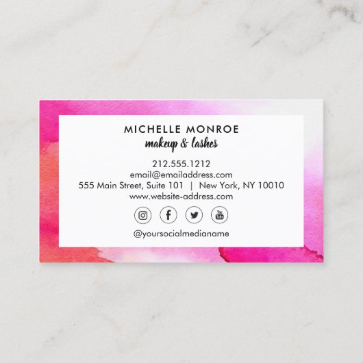 ピンクはっきりしたの水色のカスタム文字ラッシュエクステンション 名刺 (裏面)