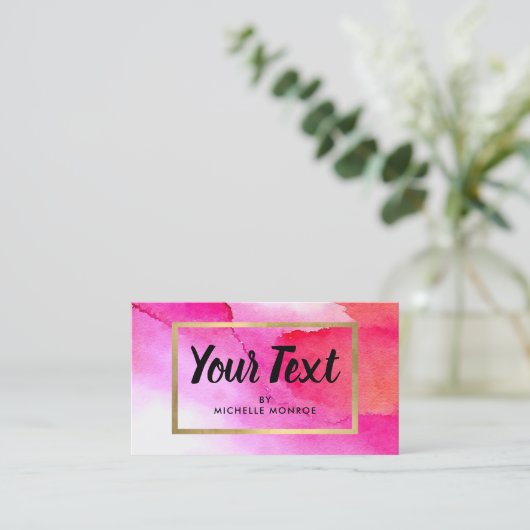 ピンクはっきりしたの水色のカスタム文字ラッシュエクステンション 名刺 (スタンド正面)