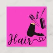 ピンクはっきりしたの美容師リマインダーアポイントメントカード スクエア名刺 (正面)