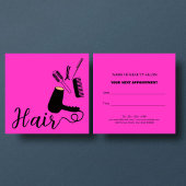 ピンクはっきりしたの美容師リマインダーアポイントメントカード スクエア名刺