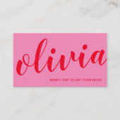 ピンクはっきりしたの赤い署名の書道 名刺 (正面)