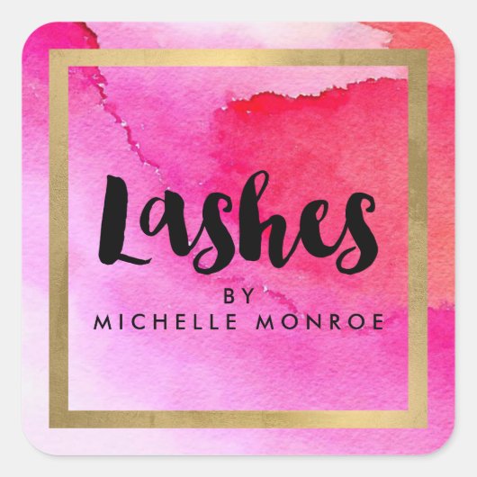 ピンクはっきりしたウォーターカラーラッシュエクステンションサロン スクエアシール (正面)