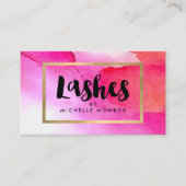 ピンクはっきりしたウォーターカラーラッシュエクステンションサロン 名刺 (正面)