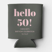 ピンクはっきりしたオリーブモダンセージ50th誕生日パーティー 缶クーラー (正面)