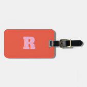 ピンクはっきりしたオレンジモノグラムギフトパーティー好意2025 ラゲッジタグ (正面横)