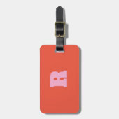 ピンクはっきりしたオレンジモノグラムギフトパーティー好意2025 ラゲッジタグ (正面縦)