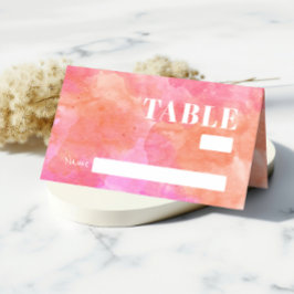 ピンクはっきりしたオレンジ抽象芸術ウォーター結婚カラーズゲスト プレイスカード