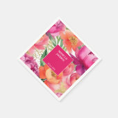 ピンクはっきりしたオレンジ色のピーニーのエレガントな結婚式の食器 スタンダードカクテルナプキン (角)