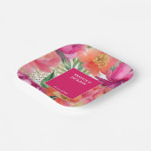 ピンクはっきりしたオレンジ色のピーニーのエレガントな結婚式の食器 ペーパープレート (傾斜あり)