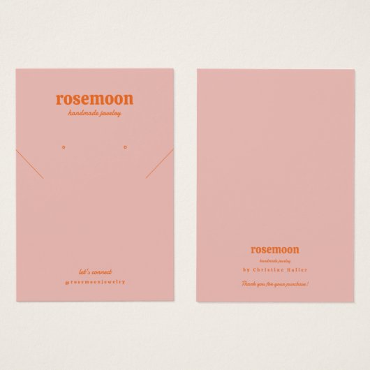 ピンクはっきりしたオ鮮やかレンジネックレス及びイヤリングカード (正面&裏面)