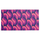 ピンクはっきりしたカラフルパープル紺色パターン 枕カバー (正面右)