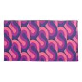 ピンクはっきりしたカラフルパープル紺色パターン 枕カバー (裏面-左)