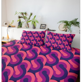 ピンクはっきりしたカラフルパープル紺色パターン 枕カバー