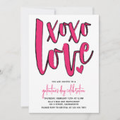 ピンクはっきりしたガレンティンの日パーティー 招待状 (正面)