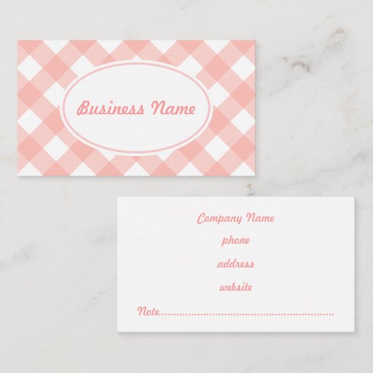 ピンクはっきりしたギンガム名刺 名刺 (正面/裏面)