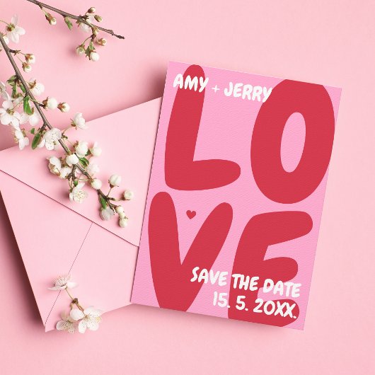 ピンクはっきりしたクカラフルユニークラブバレンタインデー セーブザデート