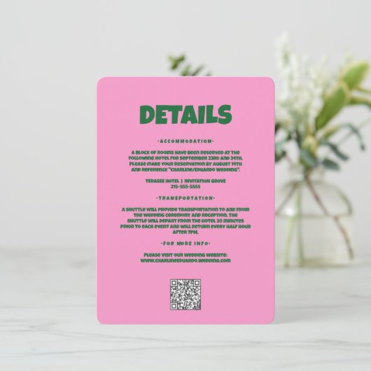 ピンクはっきりしたグファンキー・グ結婚ロヴィ詳細 エンクロージャーカード (スタンド正面)