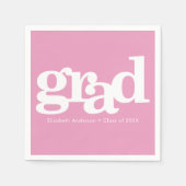 ピンクはっきりしたタイポグラフィモダンカスタム スタンダードカクテルナプキン (正面)