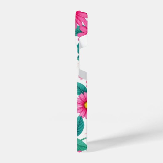 ピンクはっきりしたデイジー柄の電話ケース iPhoneケース (左側面)